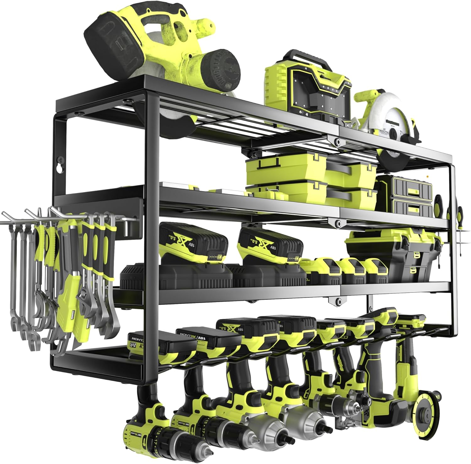 Power Tools Rack - 4 Katmanlı Duvara Monte Elektrikli Alet