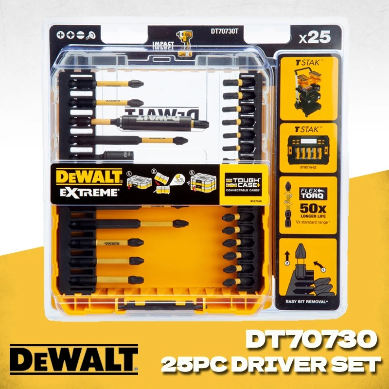 Power Tools Zones - DEWALT DT70730T 25 Adet Extreme Flextorq