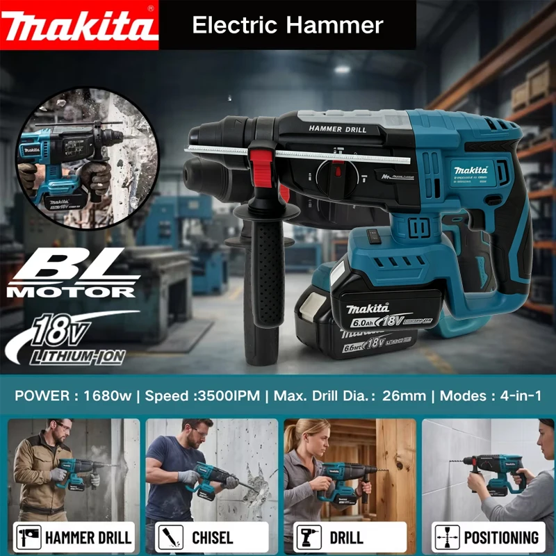 Power Tools Makita - Makita Fırçasız Elektrikli Darbeli Matkap Çok